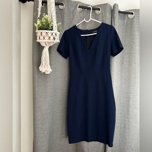 Banana Republic Short Sleeved V-neck Dress, Navy Blue